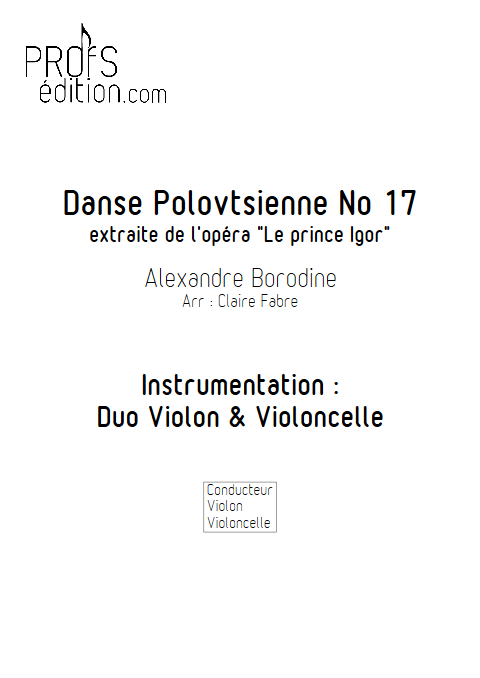 Danse Polovtsienne - Duo Violon et Violoncelle - BORODINE A. - front page