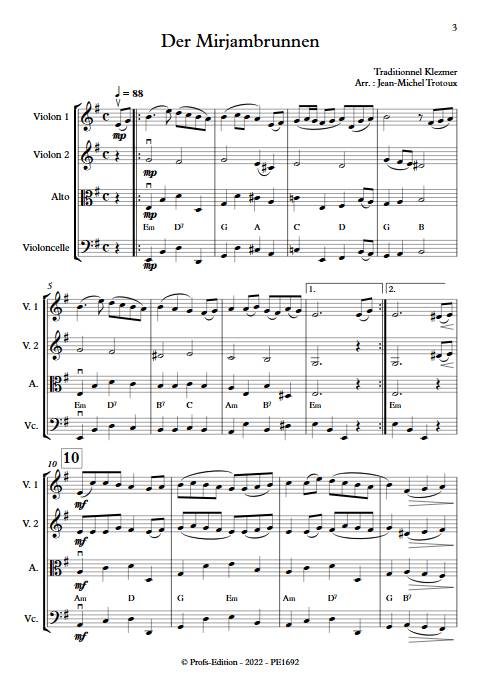 Der mirjambrunnen - Quatuor à Cordes - TRADITIONNEL KLEZMER - app.scorescoreTitle