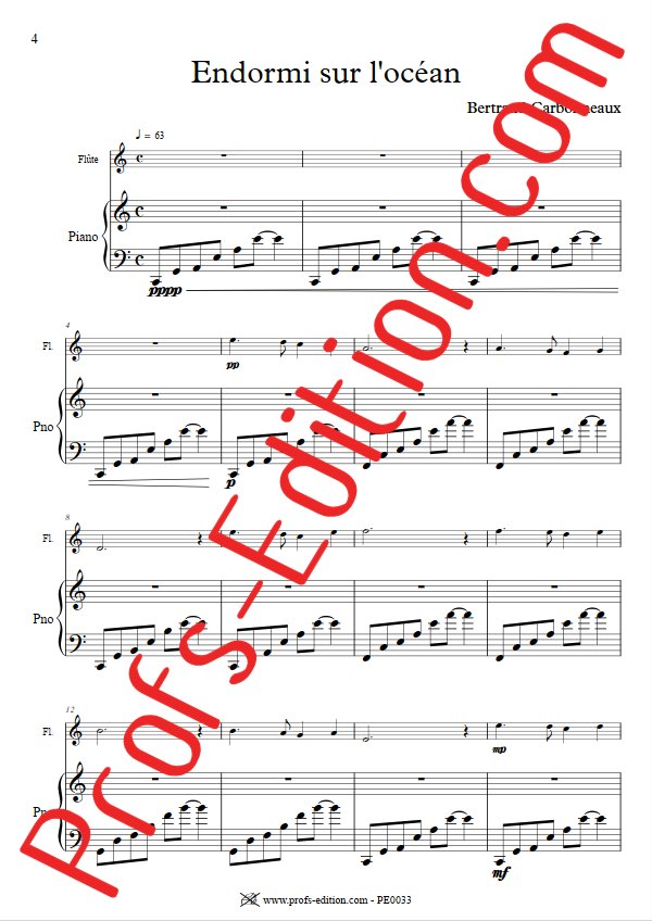 Endormi sur l'océan - Duo Flûte Piano - CARBONNEAUX B. - app.scorescoreTitle