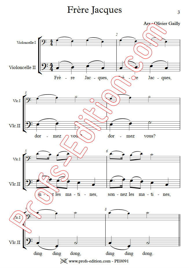 Frère Jacques - Duo Violoncelles - TRADITIONNEL - app.scorescoreTitle