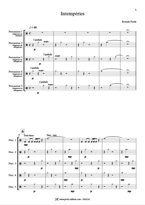 Intempéries - Quintette Percussions - PERDA R. - app.scorescoreTitle
