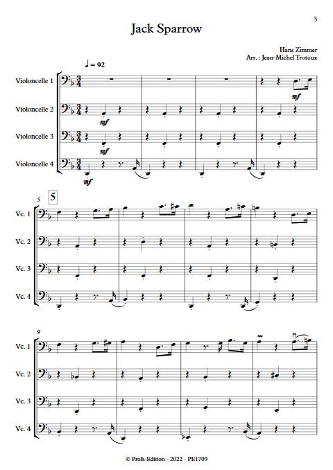 Jack Sparrow - Quatuor de Violoncelles - ZIMMER H. - app.scorescoreTitle