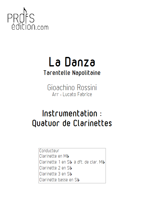 La Danza - Tarentelle - Quatuor de Clarinettes - ROSSINI G. - front page