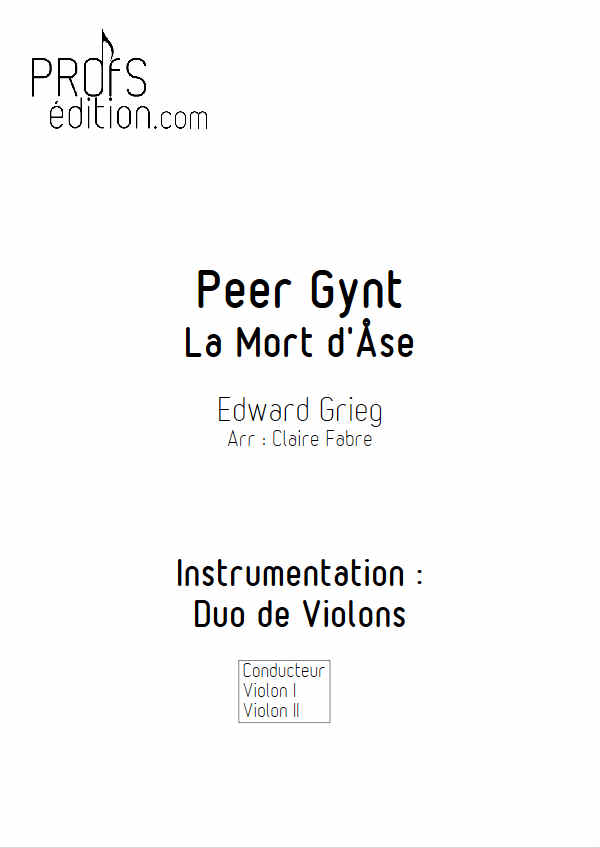 La Mort d'Ase (Peer Gynt) - Duo Cordes - GRIEG E. - front page