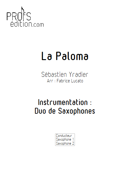 La Paloma - Duo de Saxophones - IRADIER S. - front page