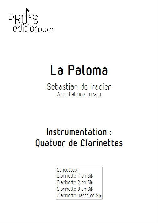 La Paloma - Quatuor de Clarinettes - IRADIER S. - front page
