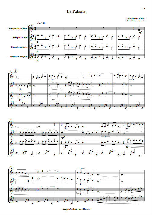 La Paloma - Quatuor de Saxophones - IRADIER S. - app.scorescoreTitle