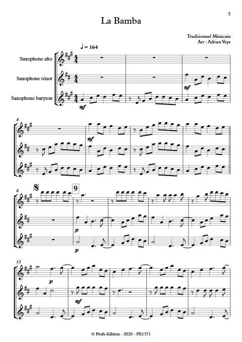La Bamba - Trio de Saxophones - Traditionnel Mexicain - app.scorescoreTitle