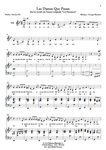 las damas que pasan - Piano Accordéon - BRASSENS G. - app.scorescoreTitle