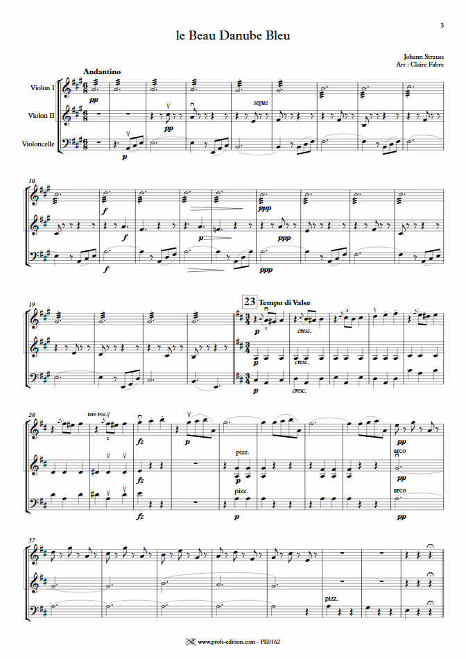 Le Beau Danube Bleu - Trio Violons Violoncelle - STRAUSS J. - app.scorescoreTitle
