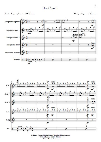 Le Coach - Ensemble de Saxophones - SOPRANO - app.scorescoreTitle