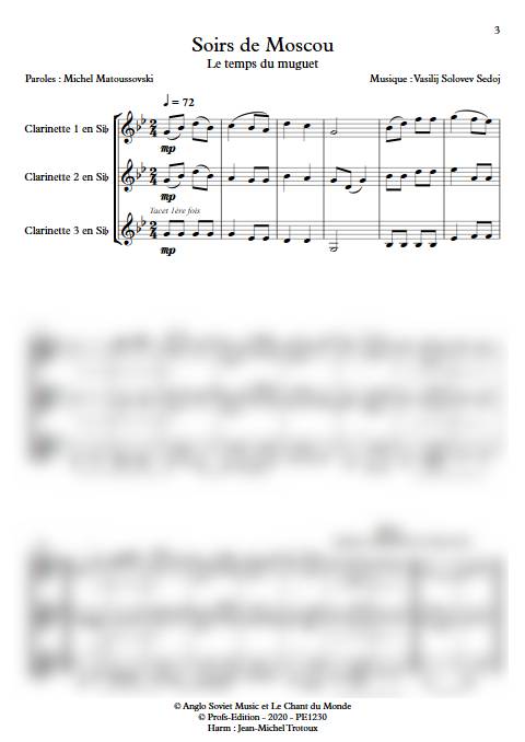 Le temps du Muguet (Soirs de Moscou) - Trio de Clarinettes - SOLOVEV SEDOJ V. - app.scorescoreTitle