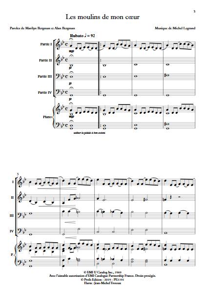 Les moulins de mon coeur - Ensemble Variable - LEGRAND M. - app.scorescoreTitle