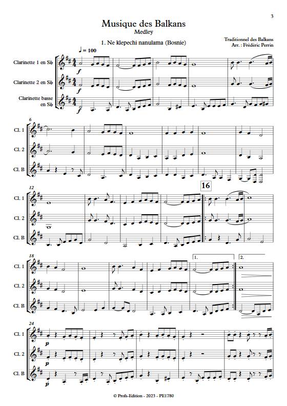 Musique des Balkans - Medley - Ensemble de Clarinettes - TRADITIONNEL DES BALKANS - app.scorescoreTitle