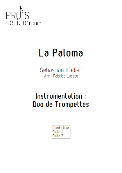 La Paloma - Duo de Flûtes - IRADIER S. - front page