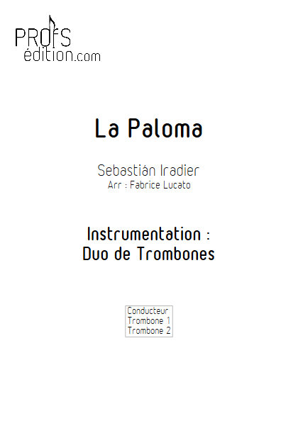 La Paloma - Duo de Trombones - IRADIER S. - front page
