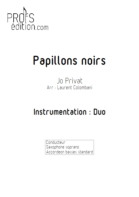 Papillons Noirs - Duo Accordéon Saxophone - PRIVAT J. - front page
