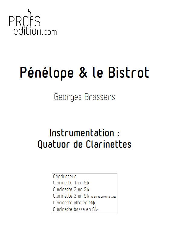 Pénélope & Le Bistrot - Quatuor de Clarinettes - BRASSENS G. - front page