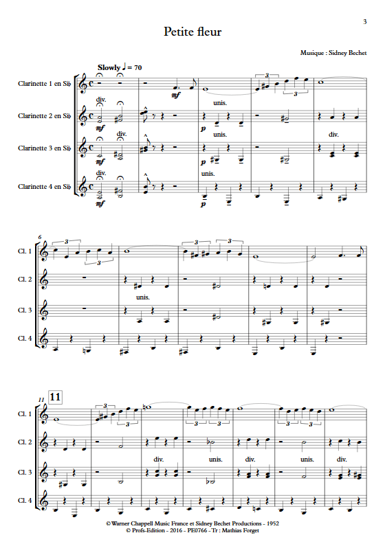 Petite Fleur - Ensemble de Clarinettes - BECHET S. - app.scorescoreTitle