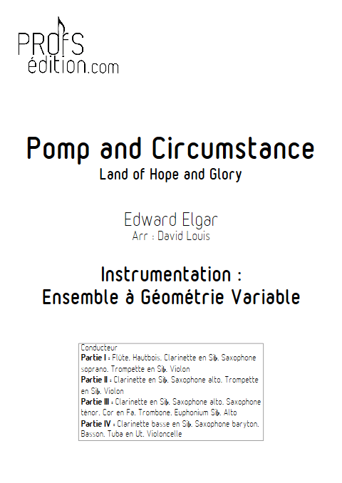 Pomp and Circumstance - Land of hope and glory - Ensemble à Géométrie Variable - ELGAR E. - front page