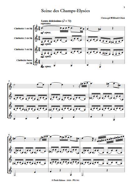 Scène des champs elysées - Quatuor de Clarinettes - GLUCK W. - app.scorescoreTitle