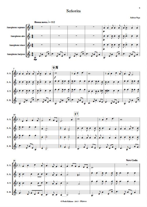 Señorita - Quatuor de Saxophones - VEYS A. - app.scorescoreTitle