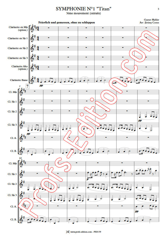 Symphonie n°1 le Titan - Quatuor Clarinettes - MAHLER G. - app.scorescoreTitle