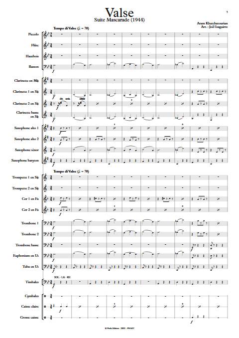 Valse mascarade - Orchestre d'Harmonie - KHATCHATOURIAN A. - app.scorescoreTitle