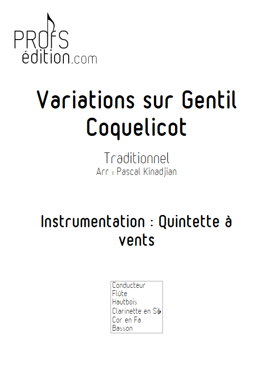 Variations sur Gentils coquelicot - Quintette à vents - KINADJIAN P. - front page